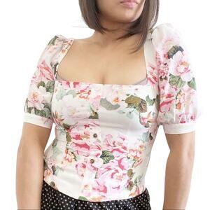 Favorite Daughter NWT The One That Got Away Rose Print Top Size S Smocked Floral
